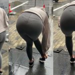 3名 お尻を 震わせて歩く透けパンティ