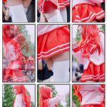 コミックマーケット コスプレ 美人レイヤーさんの超ミニスカ制服コスプレ コミケ 縞パンチラ